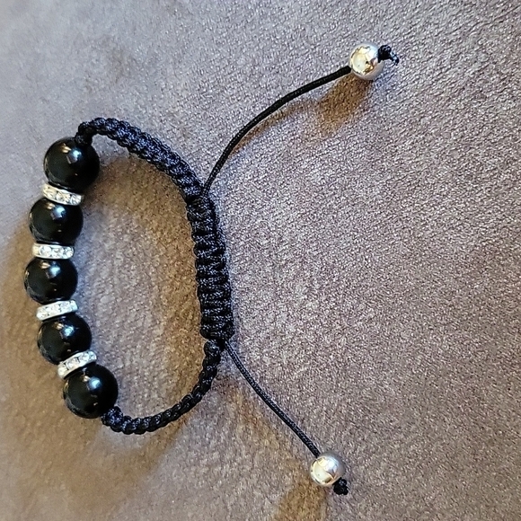 3/$20 Paparazzi Black Acrylic Beaded Macrame Adjustable Slide Bracelet - Picture 3 of 6